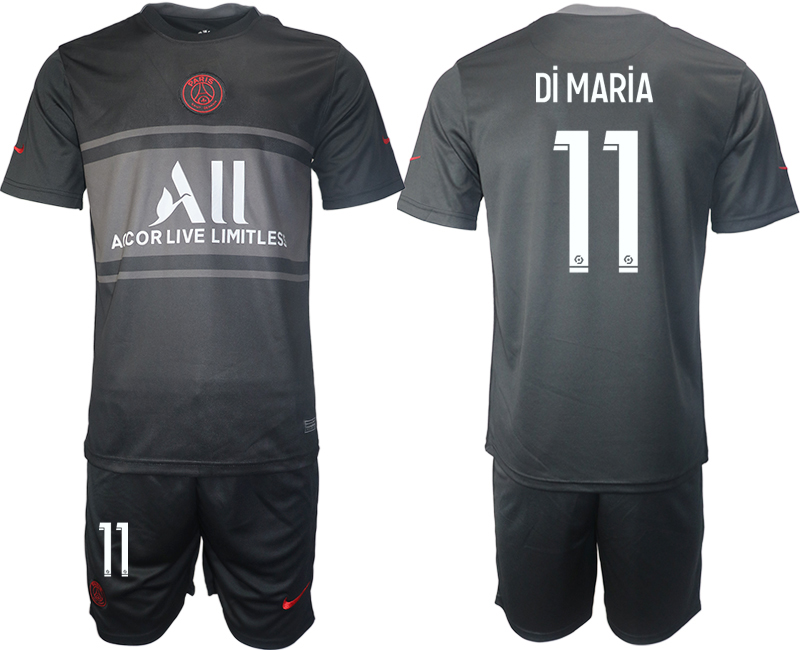 Men 2021-2022 Club Paris St German Second away black #11 Soccer Jersey